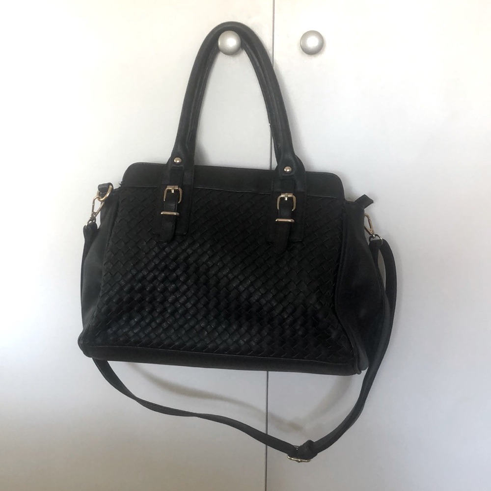 Black Vegan Leather Satchel